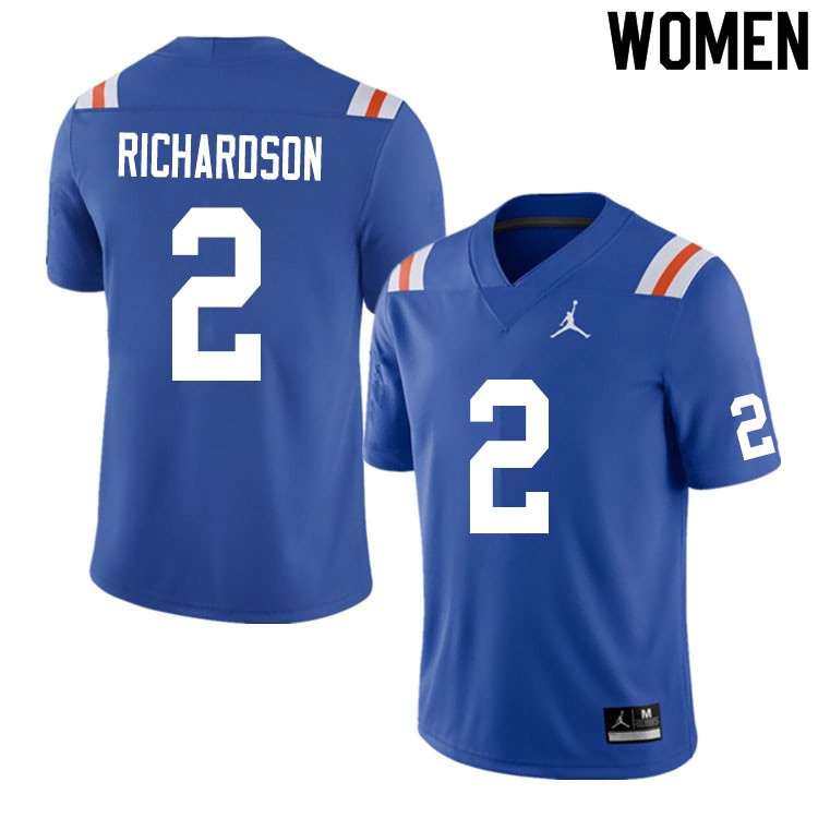 NCAA Florida Gators Anthony Richardson Women's #2 Nike Blue Throwback Stitched Authentic College Football Jersey AGG0264TD